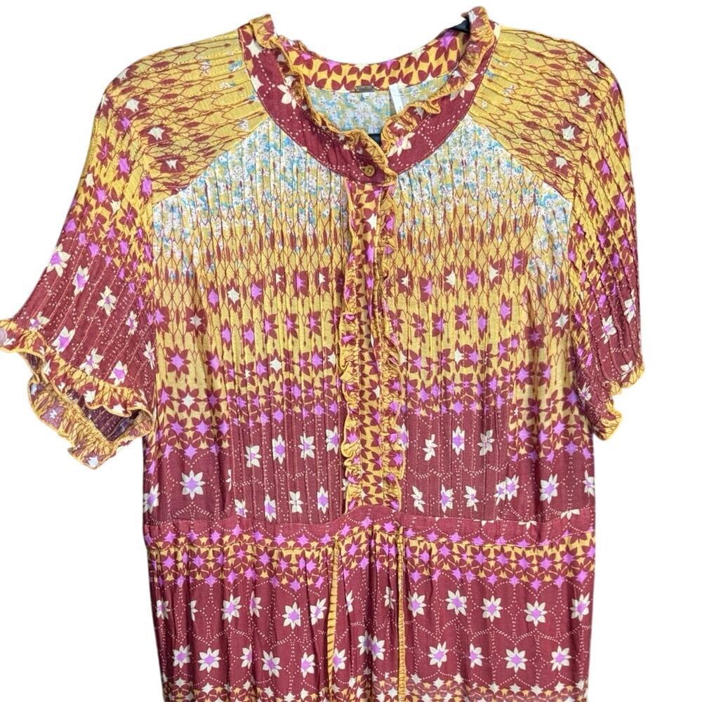 Free People Rare Feelings Maxi Dress In Goldenrod Combo Size Large NEW - Picture 5 of 14
